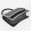 Faux Leather Top-Handle Flap Bag with Rhinestone Accent