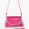 Metallic PU Flap Bag with Rhinestone Accent