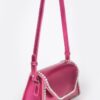 Metallic PU Flap Bag with Rhinestone Accent
