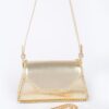 Metallic PU Flap Bag with Rhinestone Accent