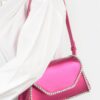 Metallic PU Flap Bag with Rhinestone Accent