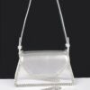Metallic PU Flap Bag with Rhinestone Accent