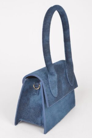 Denim Top-Handle Crossbody Bag – Mixed Metal Hardware