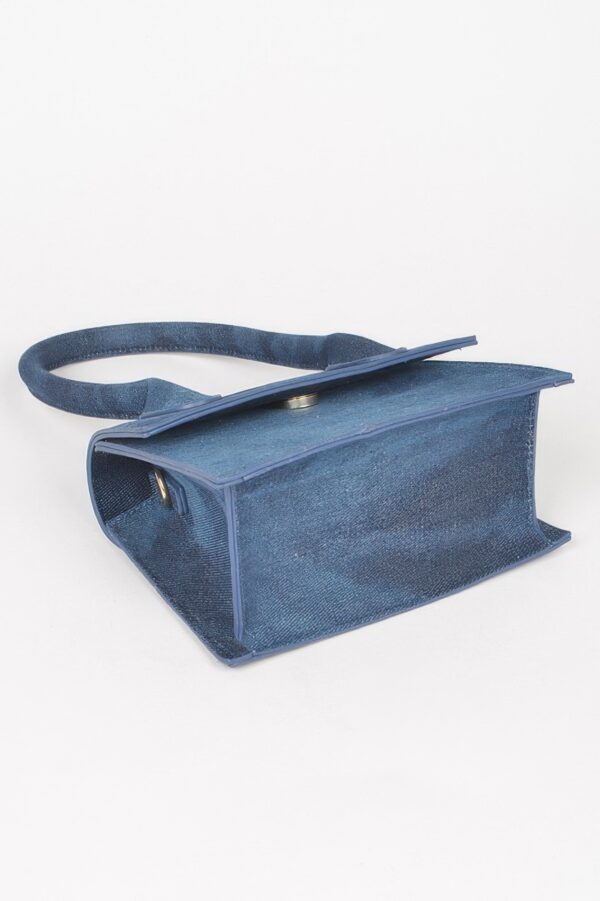 Denim Top-Handle Crossbody Bag – Mixed Metal Hardware