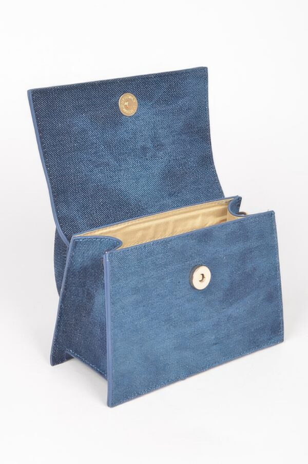 Denim Top-Handle Crossbody Bag – Mixed Metal Hardware