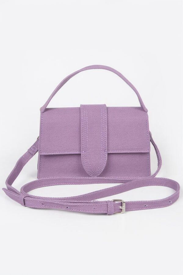 Denim Top Handle Crossbody Bag – Mixed Metal Accents