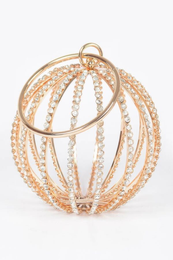 Rhinestone Round Cage Evening Bag – Mixed Metal