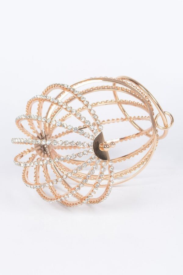 Rhinestone Round Cage Evening Bag – Mixed Metal