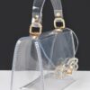 Clear Top Handle Bag with Rhinestone Bow Accent
