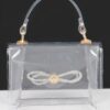 Clear Top Handle Bag with Rhinestone Bow Accent