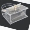 Clear Top Handle Bag with Rhinestone Bow Accent