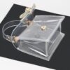 Clear Top Handle Bag with Rhinestone Bow Accent