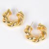 Gold-Plated Structured Earrings – Polished 1.35in