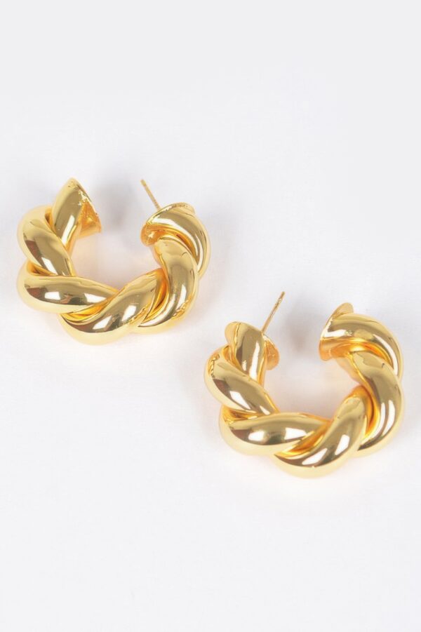 Gold-Plated Structured Earrings – Polished 1.35in