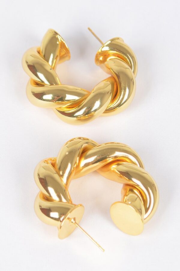 Gold-Plated Structured Earrings – Polished 1.35in