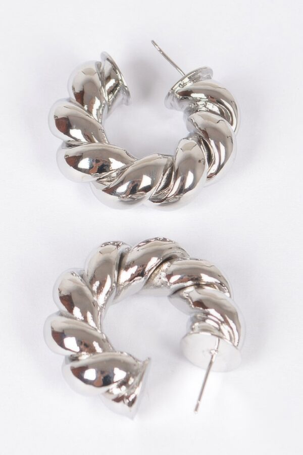 Gold-Plated Structured Earrings – Polished 1.35in