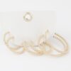Pearl Bead Open Hoop Earrings Set – 1.8 in