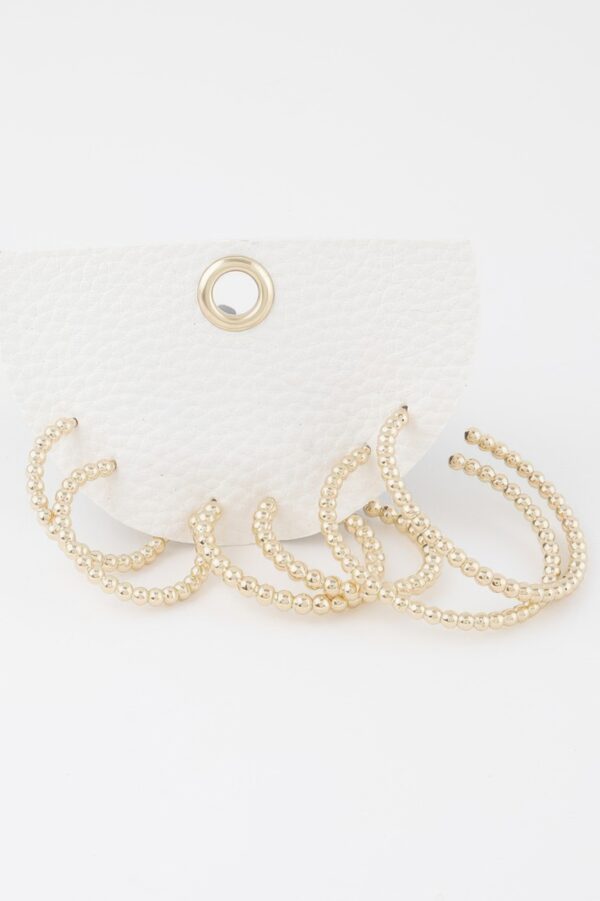 Pearl Bead Open Hoop Earrings Set – 1.8 in