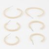 Pearl Bead Open Hoop Earrings Set – 1.8 in