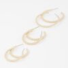 Pearl Bead Open Hoop Earrings Set – 1.8 in
