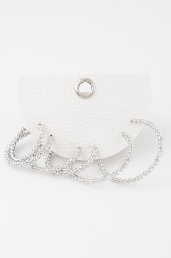 Pearl Bead Open Hoop Earrings Set – 1.8 in