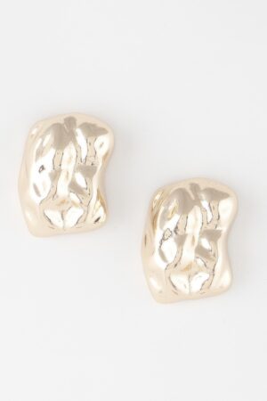 Chunky Dish-Textured Stud Earrings with Sculptural Curve