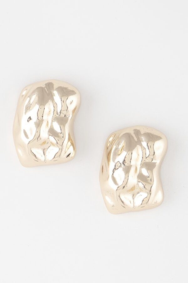 Chunky Dish-Textured Stud Earrings with Sculptural Curve