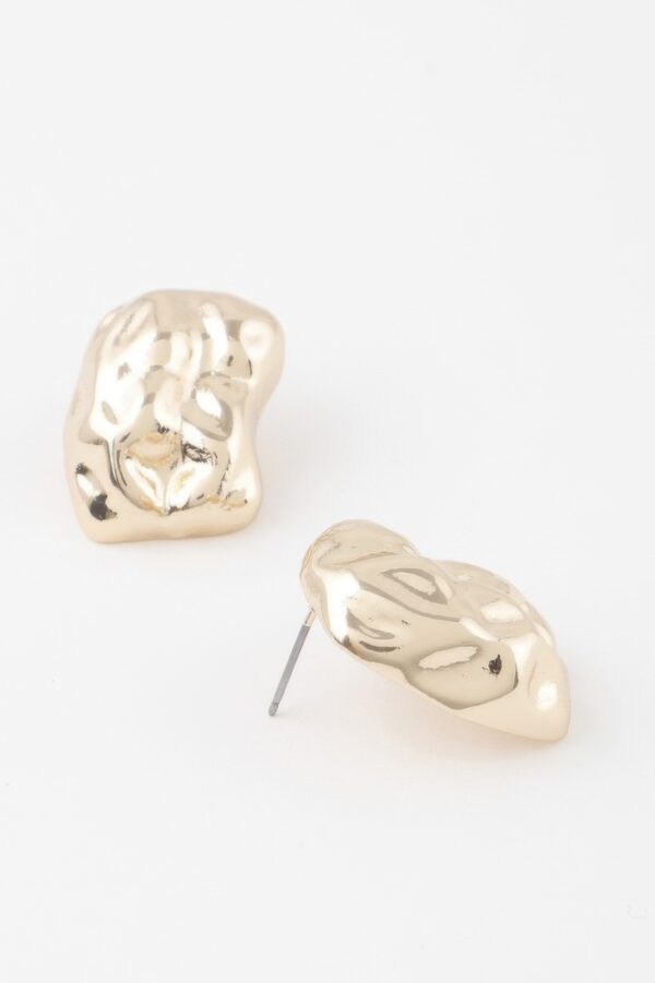 Chunky Dish-Textured Stud Earrings with Sculptural Curve