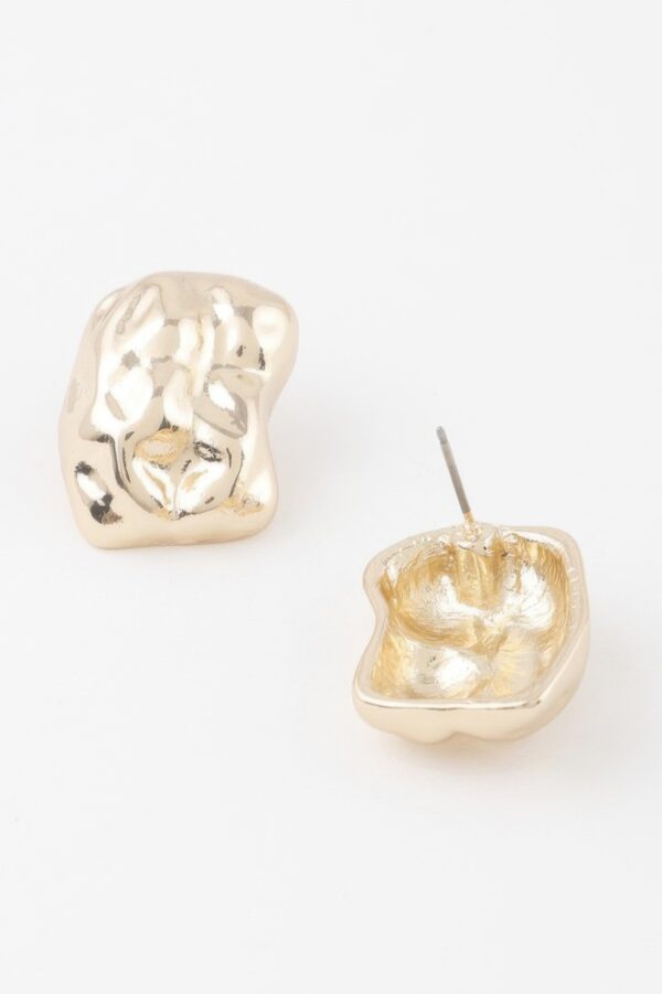 Chunky Dish-Textured Stud Earrings with Sculptural Curve