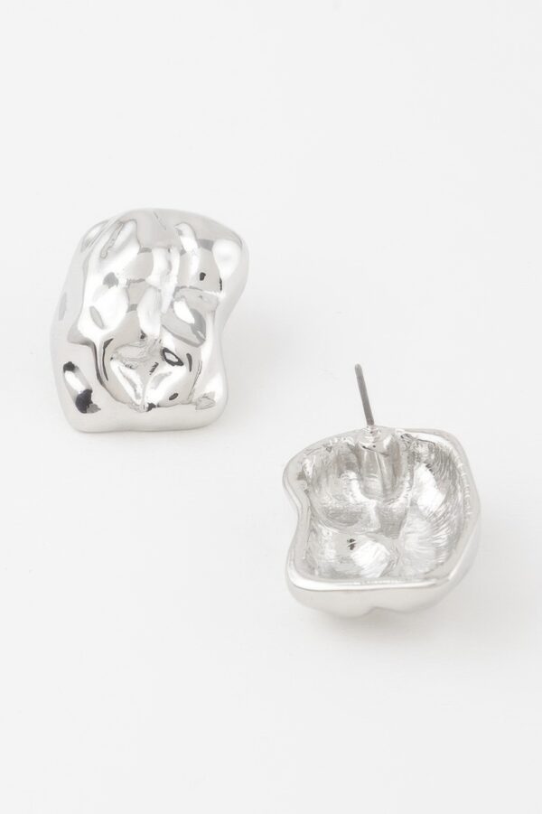 Chunky Dish-Textured Stud Earrings with Sculptural Curve