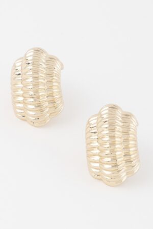 Slim Ribbed Hoop Earrings – Textured Hoops