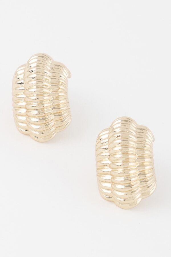 Slim Ribbed Hoop Earrings – Textured Hoops
