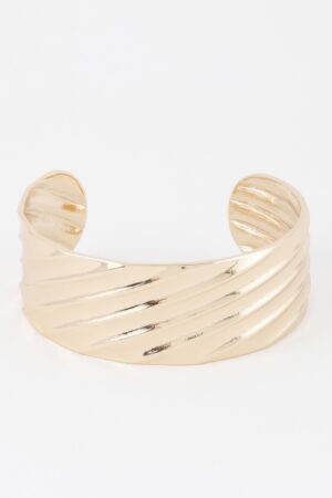 Ridged Open Cuff Bracelet – Structured Style