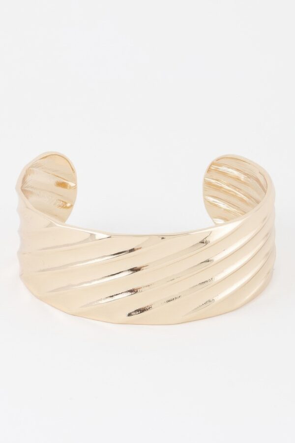 Ridged Open Cuff Bracelet – Structured Style