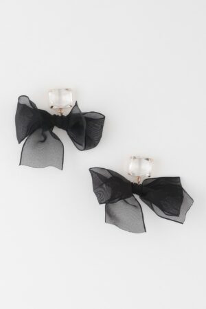 Black Bowknot Dangle Earrings – Polished Bow Detail
