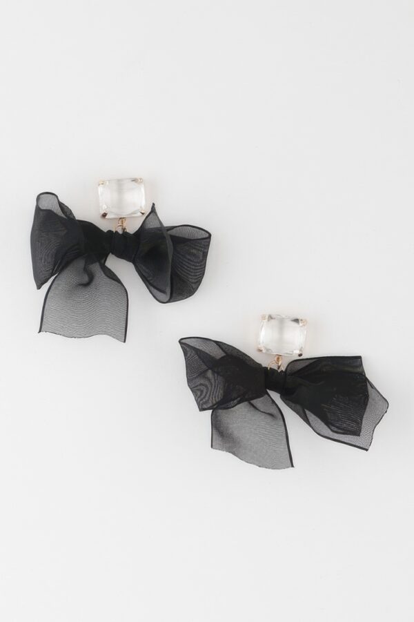 Black Bowknot Dangle Earrings – Polished Bow Detail