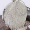 Structured Round Rhinestone Fringe Party Bag