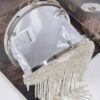 Structured Round Rhinestone Fringe Party Bag
