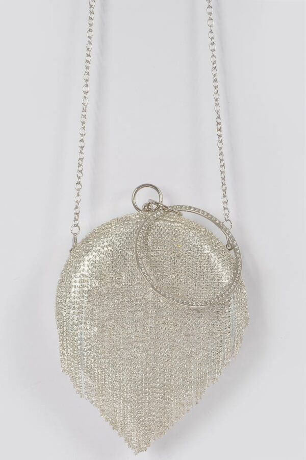 Structured Round Rhinestone Fringe Party Bag