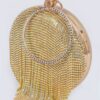 Structured Round Rhinestone Fringe Party Bag