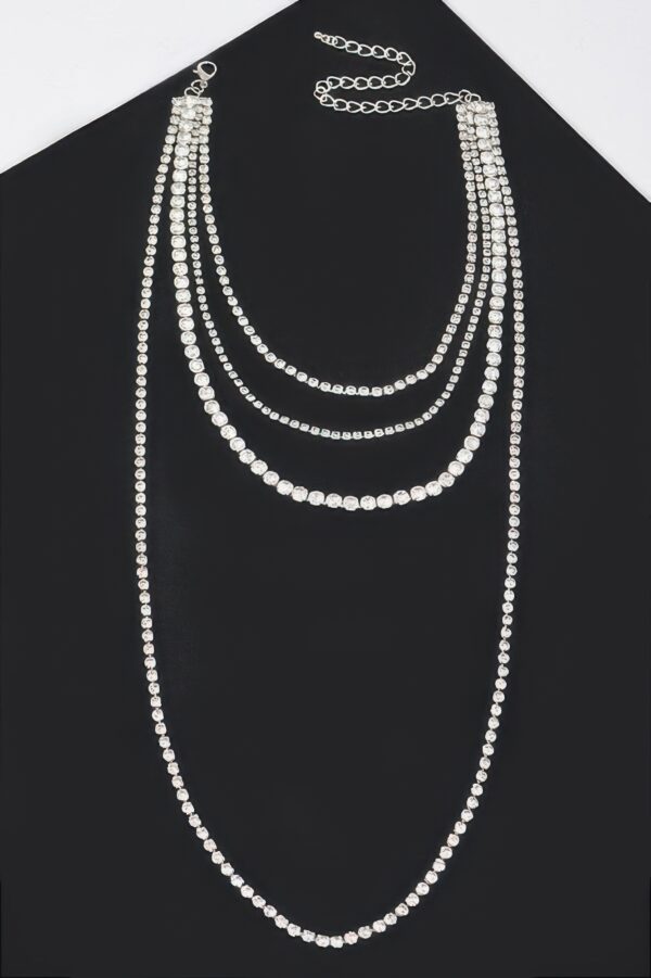Multi-Layer Rhinestone Necklace – 17 inch Layered Shine