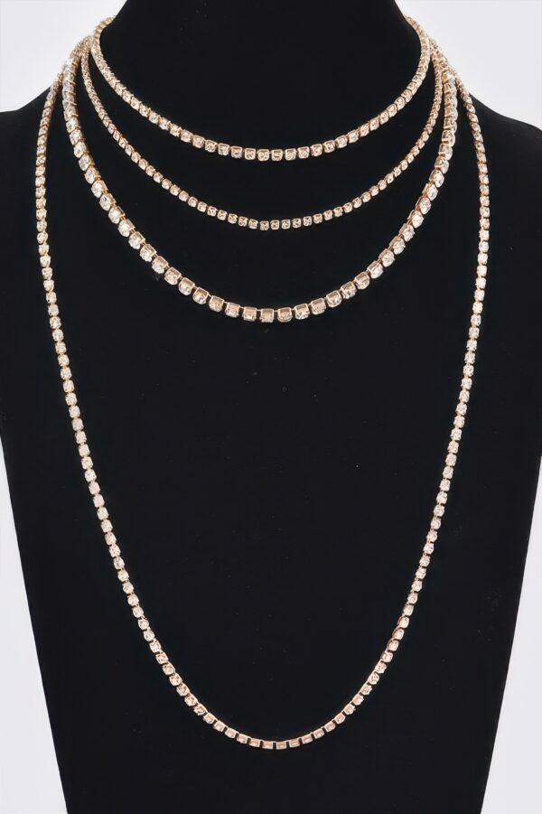 Multi-Layer Rhinestone Necklace – 17 inch Layered Shine