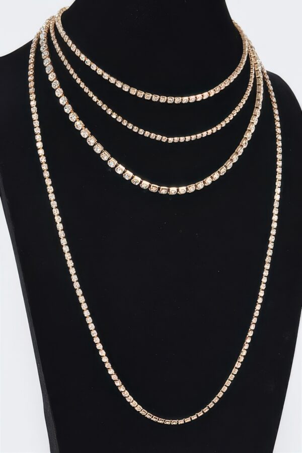 Multi-Layer Rhinestone Necklace – 17 inch Layered Shine