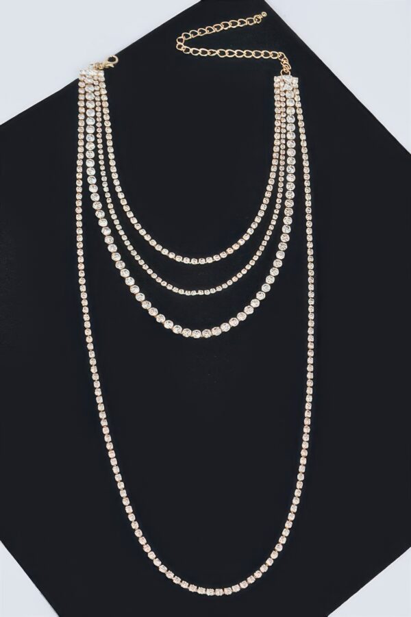 Multi-Layer Rhinestone Necklace – 17 inch Layered Shine
