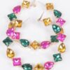 Rhinestone Hoop Earrings with Multi-Stone Sparkle