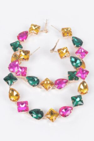 Rhinestone Hoop Earrings with Multi-Stone Sparkle