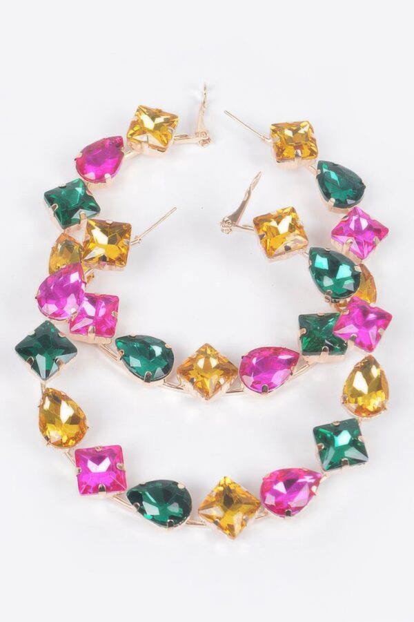 Rhinestone Hoop Earrings with Multi-Stone Sparkle