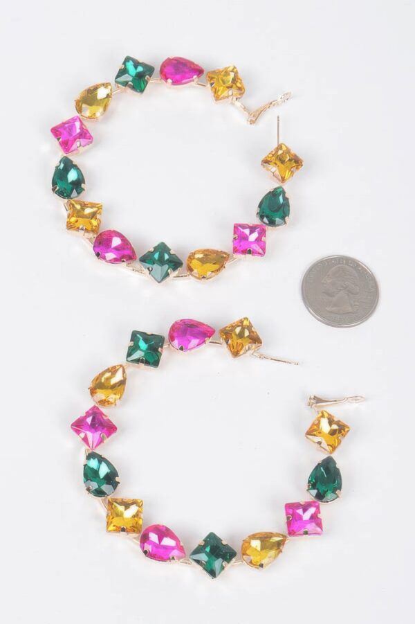 Rhinestone Hoop Earrings with Multi-Stone Sparkle