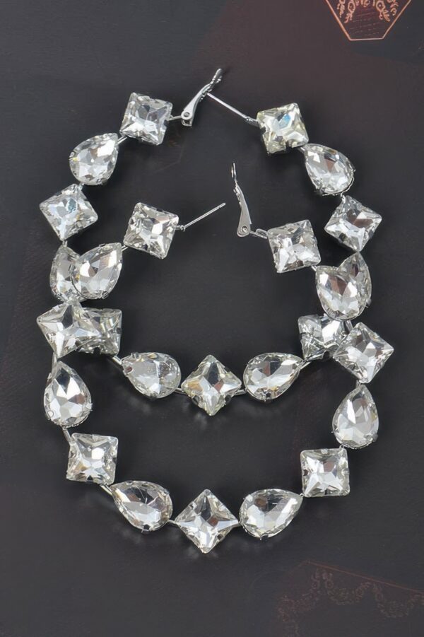 Rhinestone Hoop Earrings with Multi-Stone Sparkle