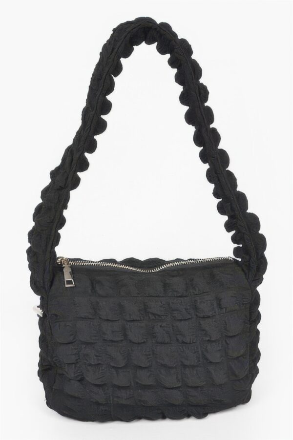 Embossed Cotton Shoulder Bag – Textured Soft Silhouette